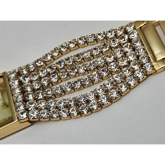 Vtg Joan River Gold tone Classic Crystal Women’s Wristwatch Japan HTF NOS - Picture 13 of 16